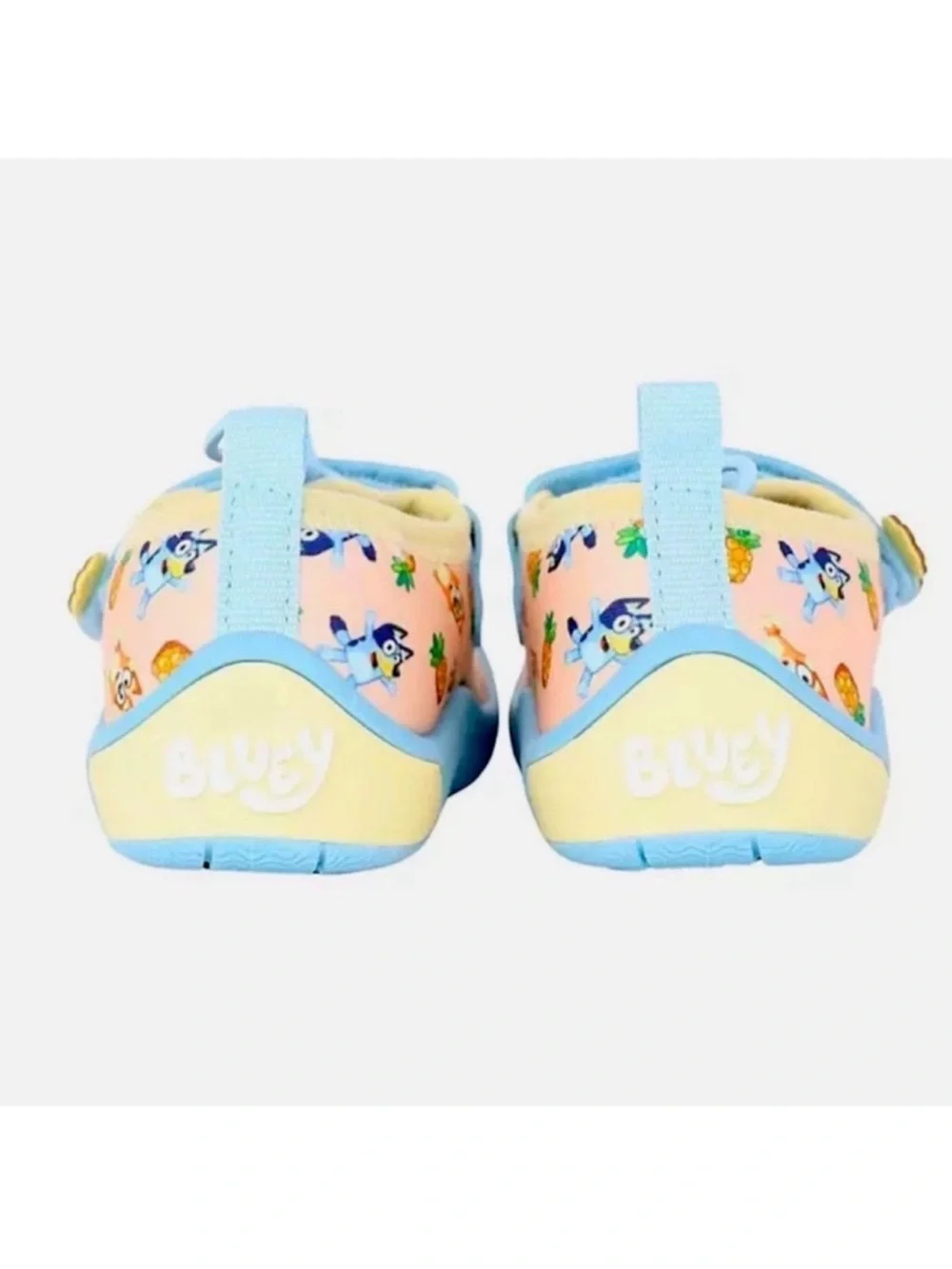 Bluey Kids Water Shoes w/ Pineapple Design Quick Drying Slip On, Size 11/12 New!